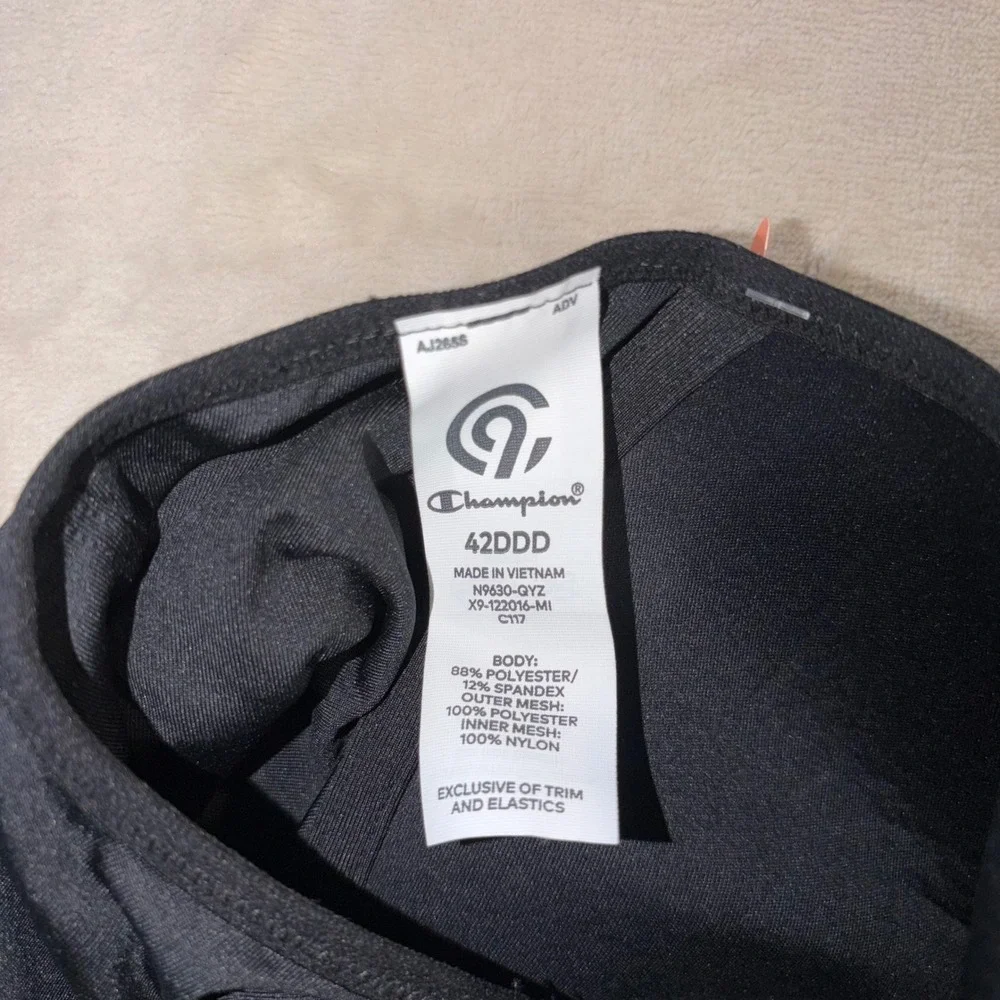 Champion C9 Power Shape Max High Impact Sports Bra Grey Black 42DDD N9630